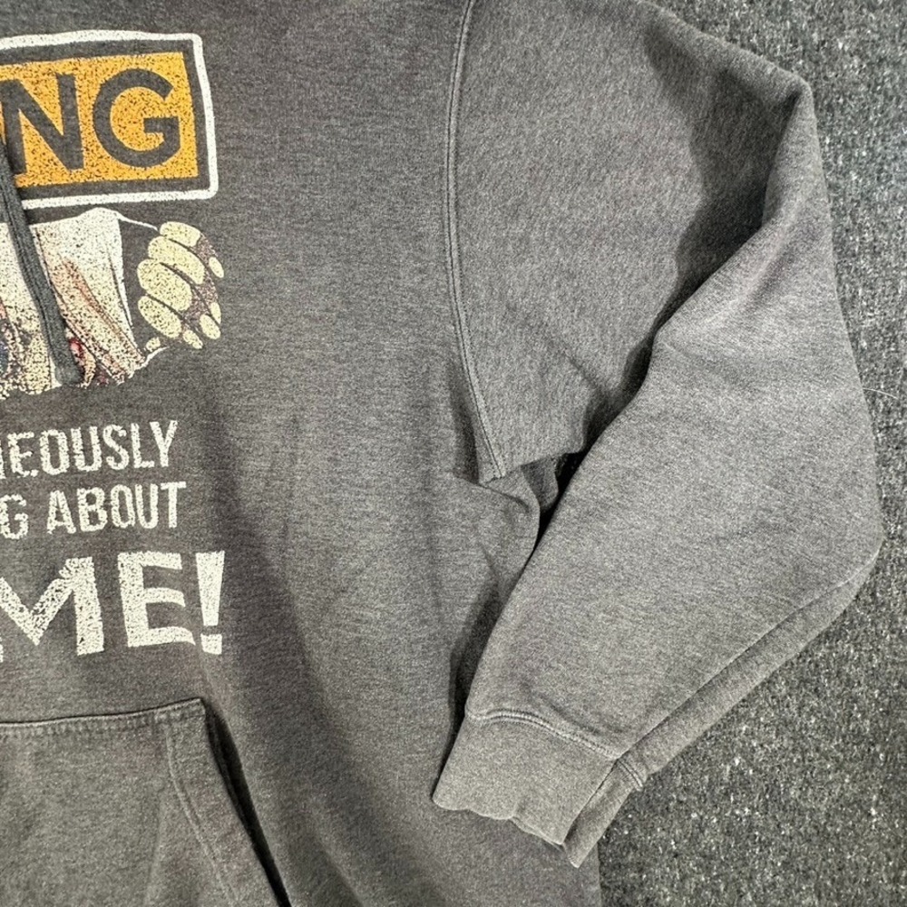 Anime Warning Graphic Hoodie Black Pullover Port Company Sweatshirt Mens 2XL - Picture 7 of 9